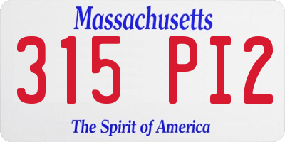 MA license plate 315PI2