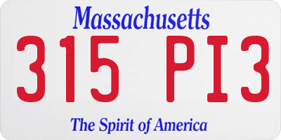 MA license plate 315PI3