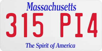MA license plate 315PI4