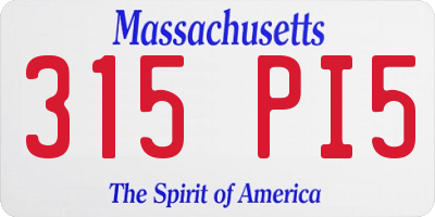MA license plate 315PI5