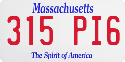 MA license plate 315PI6