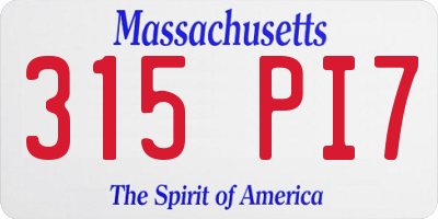 MA license plate 315PI7