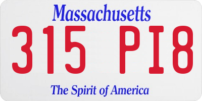 MA license plate 315PI8