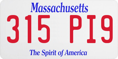 MA license plate 315PI9