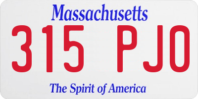 MA license plate 315PJ0