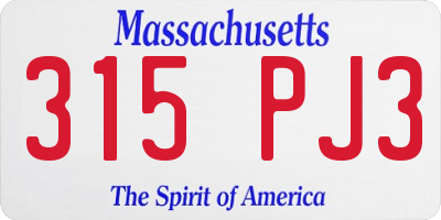 MA license plate 315PJ3