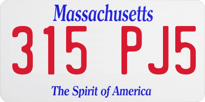 MA license plate 315PJ5