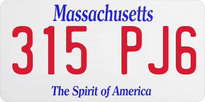 MA license plate 315PJ6