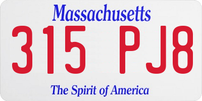 MA license plate 315PJ8