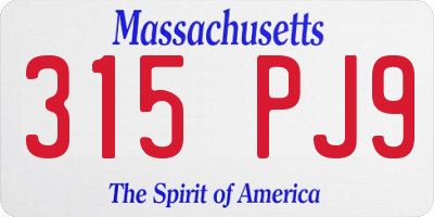 MA license plate 315PJ9
