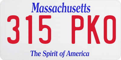 MA license plate 315PK0
