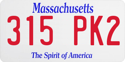 MA license plate 315PK2