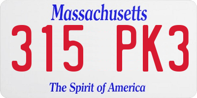 MA license plate 315PK3