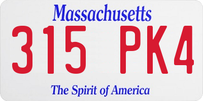 MA license plate 315PK4