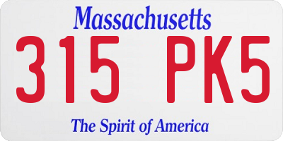 MA license plate 315PK5