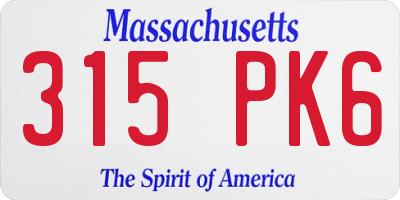 MA license plate 315PK6