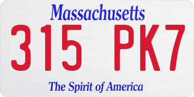 MA license plate 315PK7