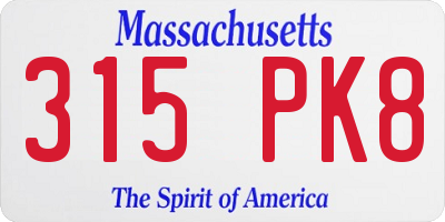 MA license plate 315PK8