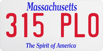 MA license plate 315PL0