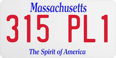 MA license plate 315PL1