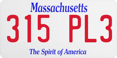 MA license plate 315PL3