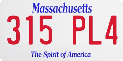 MA license plate 315PL4