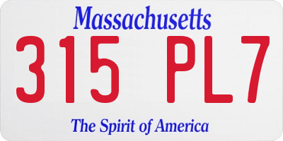 MA license plate 315PL7