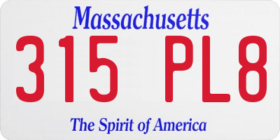 MA license plate 315PL8