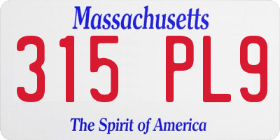 MA license plate 315PL9