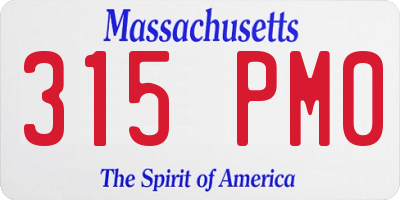 MA license plate 315PM0