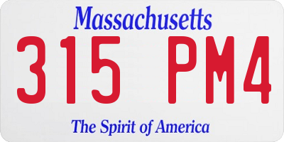 MA license plate 315PM4