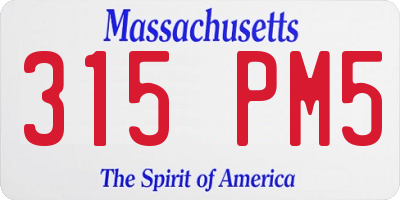 MA license plate 315PM5