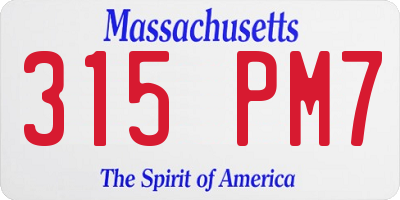 MA license plate 315PM7