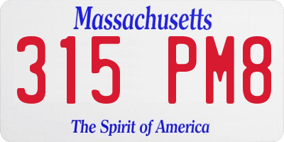 MA license plate 315PM8