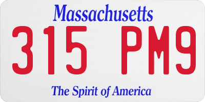 MA license plate 315PM9
