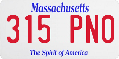 MA license plate 315PN0