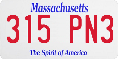MA license plate 315PN3