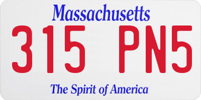 MA license plate 315PN5