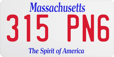 MA license plate 315PN6