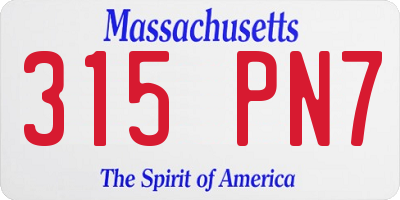 MA license plate 315PN7