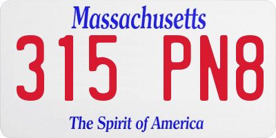 MA license plate 315PN8
