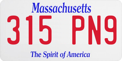 MA license plate 315PN9