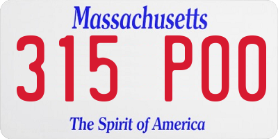 MA license plate 315PO0