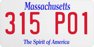 MA license plate 315PO1