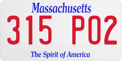 MA license plate 315PO2