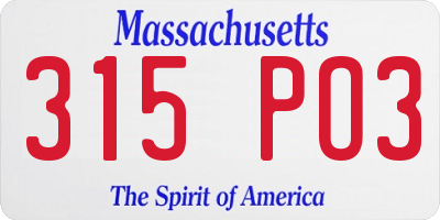 MA license plate 315PO3