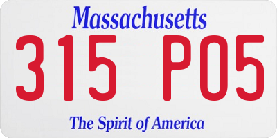 MA license plate 315PO5