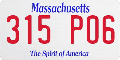MA license plate 315PO6