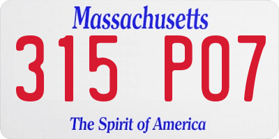 MA license plate 315PO7