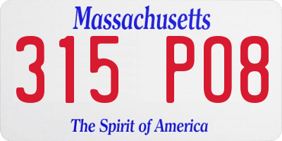 MA license plate 315PO8